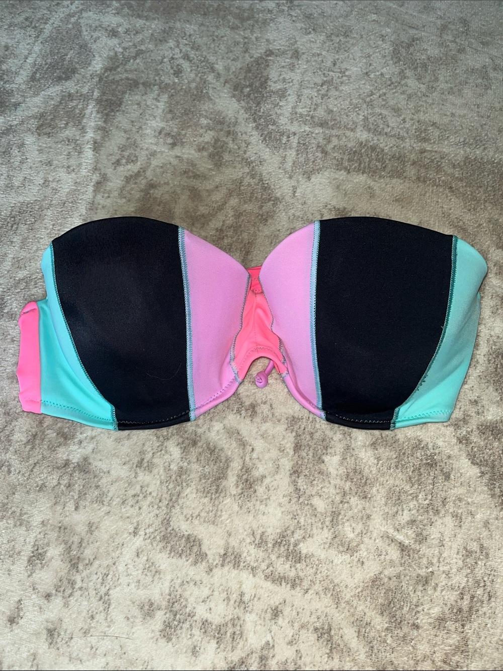 Victoria's Secret Colorblock Strapless Bandeau Top - Black, Pink, Aqua